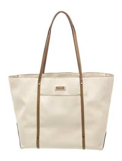Pre-owned Tumi Saffiano Leather Tote In Neutral