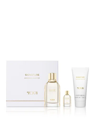 Tumi Signature Experience Collector Extrait De Parfum & Body Milk Gift Set In White