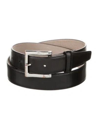 Pre-owned Tumi Skinny Leather Belt In Black