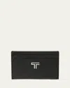 Tumi Slim Leather Card Case In Black Noir