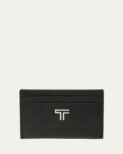 Tumi Slim Leather Card Case In Black Noir