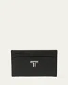 Tumi Slim Leather Card Case In Black Pebbled