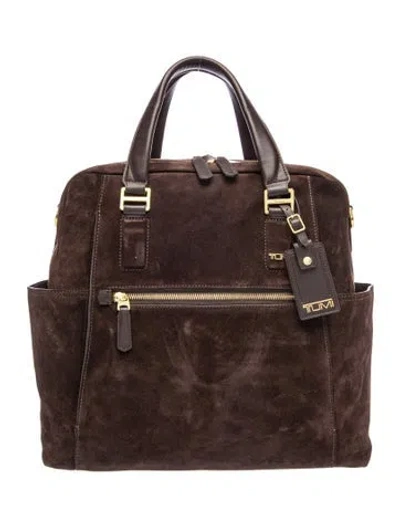 Pre-owned Tumi Suede Briefcase In Brown