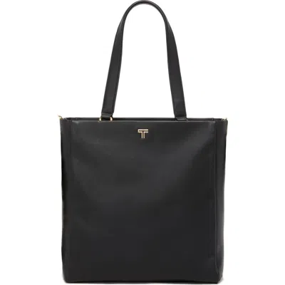 Tumi Voyageur Vail Leather North South Tote Bag In Black/light Gold