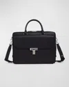 Tumi Vincenzo Zip Leather Briefcase In Black