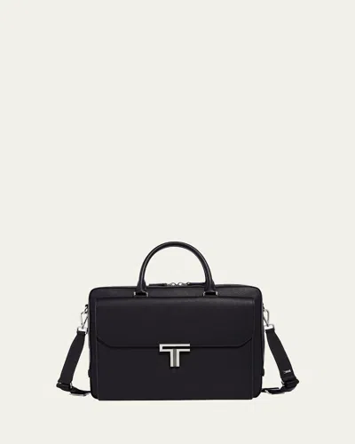 Tumi Vincenzo Zip Leather Briefcase In Black