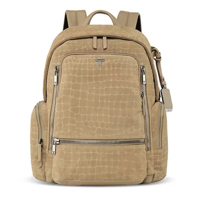 Tumi Voyageur Celina Backpack In Wheat Croc Suede