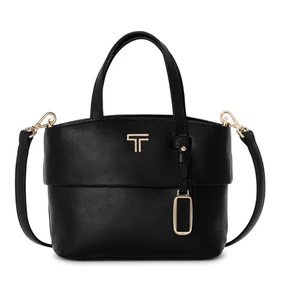 Tumi Voyageur Mia Leather Mini Tote In Black/light Gold