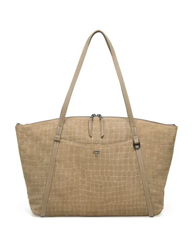 Tumi Voyageur Q Tote In Wheat Croc Suede