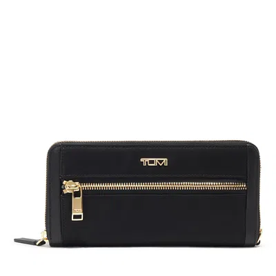 Tumi Voyageur Zip Around Continental Wallet In Black/gold