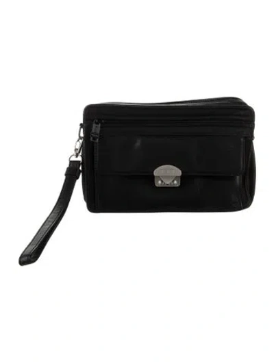 Pre-owned Tumi Women's Leather Travel Cosmetic Bag In Black