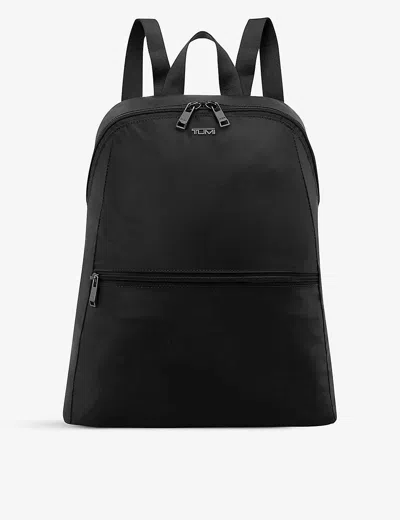 TUMI WOMENS BLACK/GUNMETAL JUST IN CASE DOUBLE-ZIP BRANDED NYLON BACKPACK,64520088