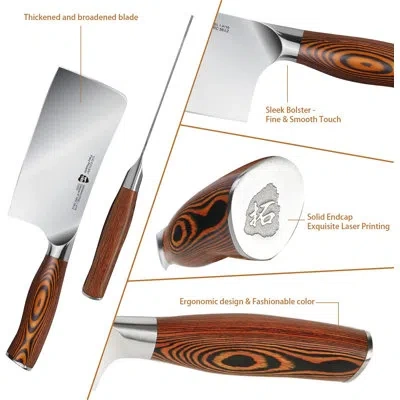 Tuo Cutlery 6'' Cleaver Knife - Stainless Steel Meat & Vegetable Chopper, Silver In Brown