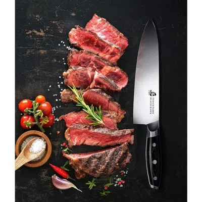 Tuo Cutlery 8'' Chef Knife - Japanese Steel, Black Hawk Series, Professional