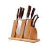 Tuo Cutlery Knife Set With Wooden Block - Honing Steel And Shears - Pakkawood Handle In Brown