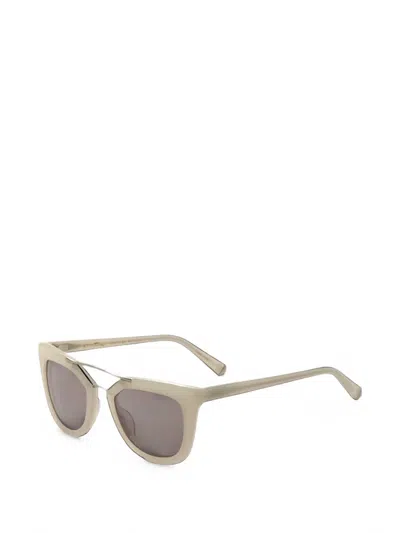 Tura X Kate Young Loni Geometric-frame Sunglasses In Neutral