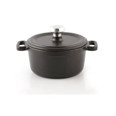 Turgla Home 0.5 Qt. Cast Iron Round Dutch Oven In Black