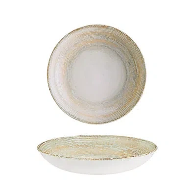 Turgla Home 44 Oz. Low Dining Bowl In White;beige