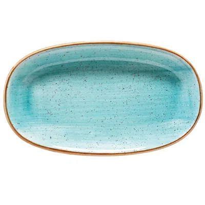 Turgla Home Aqua Oval Blue Porcelain Serving Platter