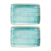 Turgla Home Aqua Rectangular Blue Porcelain Sharing Plate Set Of Two