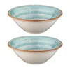 Turgla Home Aqua Round Blue Porcelain Bowl Set Of Two