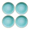 Turgla Home Aqua Round Blue Porcelain Dessert Plate Set Of Four