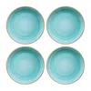 Turgla Home Aqua Round Blue Porcelain Dinner Plate Set Of Four