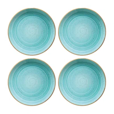 Turgla Home Aqua Round Blue Porcelain Plate Set Of Four