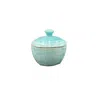Turgla Home Aqua Round Blue Porcelain Sugar Bowl With Lid