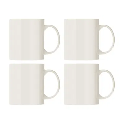Turgla Home Banquet Round Warm White Porcelain Mug Set Of Four