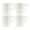 Turgla Home Banquet Style Round Warm White Porcelain Mug, Set Of Four