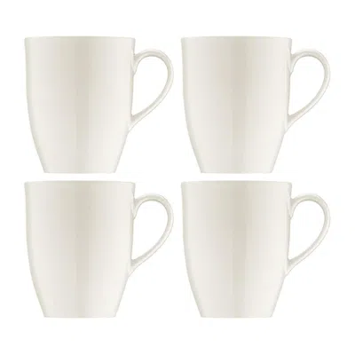 Turgla Home Banquet Style Round Warm White Porcelain Mug, Set Of Four