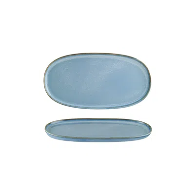 Turgla Home Black Sky Oval Blue Porcelain Serving Platter
