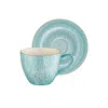 Turgla Home Blue Aqua Bistro Espresso Cup Saucer Sets,  For Four