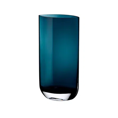 Turgla Home Blue Blade Tall Vase In Petroleum