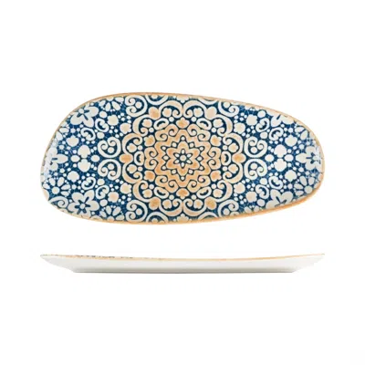 Turgla Home Blue / Brown Alhambra Organic Decorated Porcelain Platter