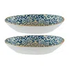 Turgla Home Blue / Brown Alhambra Organic Decorated Porcelain Platter Set Of Two