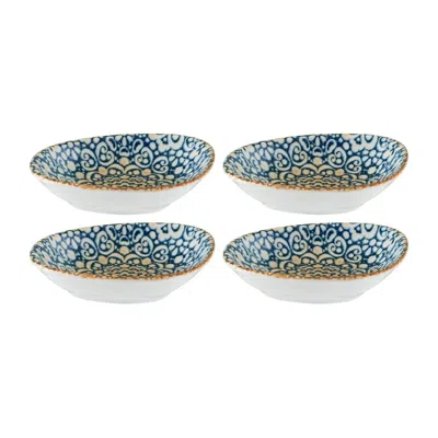Turgla Home Blue / Brown Alhambra Organic Decorated Porcelain Side Bowl Set Of Four