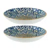Turgla Home Blue / Brown Alhambra Round Decorated Porcelain Dinner Bowl Set Of Two
