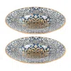 Turgla Home Blue / Brown Alhambra Round Decorated Porcelain Entree, Pasta Bowl, Set Of Two