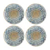 Turgla Home Blue / Brown Alhambra Round Decorated Porcelain Plate Set Of Four