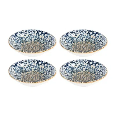 Turgla Home Blue / Brown Alhambra Round Decorated Porcelain Side Bowl Set Of Four