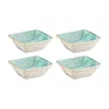 Turgla Home Blue / Brown Aqua Square Blue Porcelain Ramekin, Set Of Four