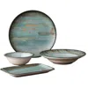 Turgla Home Blue / Brown Madera Four Piece Place Setting For One