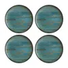 Turgla Home Blue / Brown Madera Round Decorated Porcelain Dinner Plate Set Of Four