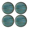 Turgla Home Blue / Brown Madera Round Decorated Porcelain Side Plate Set Of Four