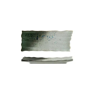Turgla Home Blue / Grey Gaia  Rectangular Decorated Porcelain Plate