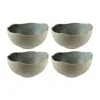 Turgla Home Blue / Grey Gaia Round Decorated Porcelain Bowl Set Of Four