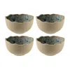 Turgla Home Blue / Grey Gaia Round Decorated Porcelain Salad Bowl Set Of Four