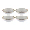 Turgla Home Blue Viento Organic Decorated Porcelain Bowl Set Of Four In Blue